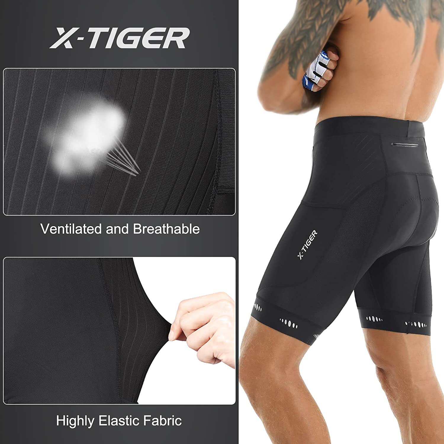 X-TIGER Men Cycling Shorts wit - Cycling Commuter Pants recension och pris