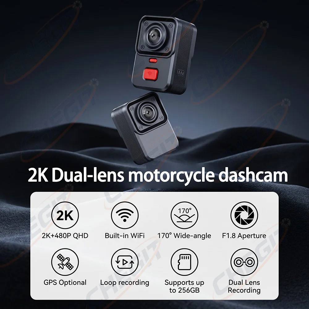 2 Camera Motorcycle DVR 2K HD  - Cycling Loop recension och pris