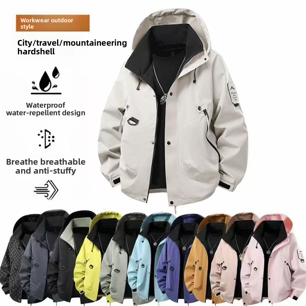 UPF50+ Unisex Rain Coat Hiking - Cycling Rain Jacket Commute recension och pris