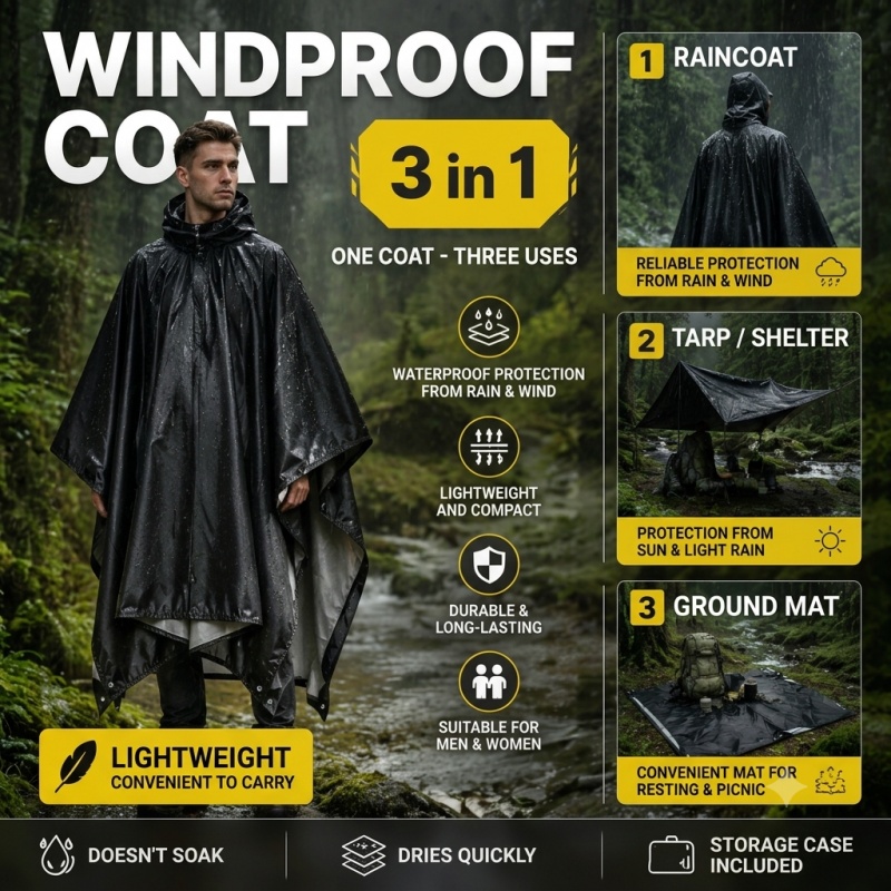 Hooded Rain Poncho for Adults  - Cycling Rain Jacket Commute recension och pris